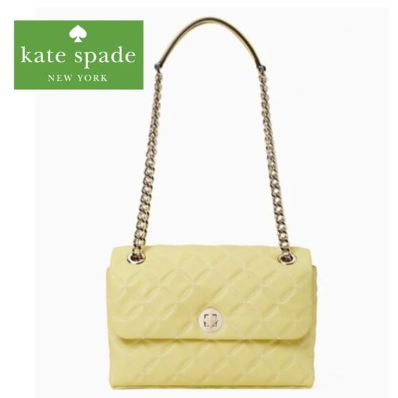 Kate Spade Nathalia Quilted Flap Crossbody Bag in PALE LIME GREEN - Picture 3 of 11